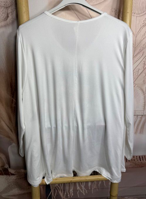 Top trapèze blanc manches longues Betty Boop à bicyclette du 40 au 54/56 