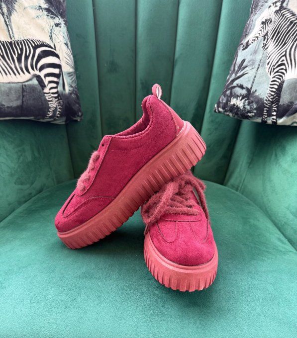 Baskets Sneakers plateforme suédine Bordeaux confort ++++ du 38 au 41  