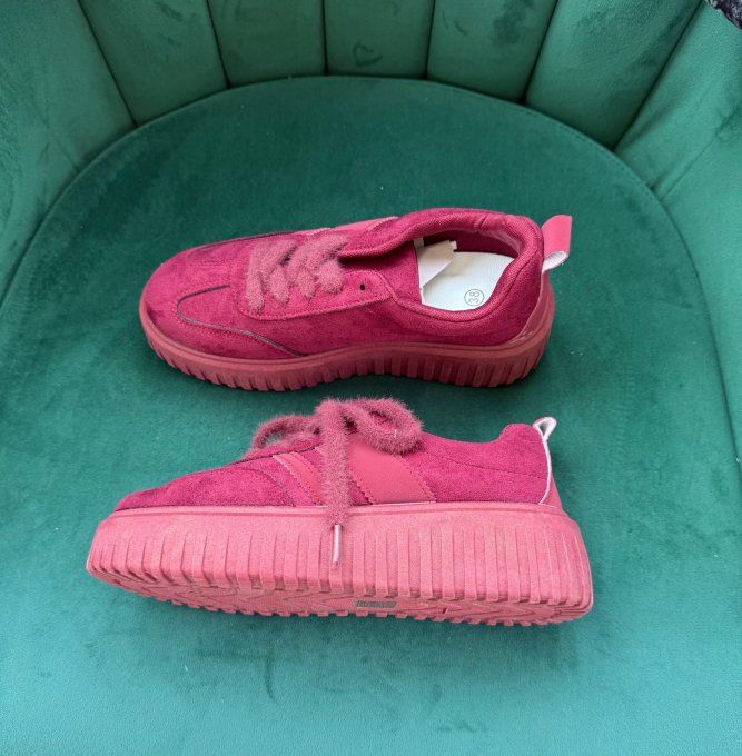 Baskets Sneakers plateforme suédine Bordeaux confort ++++ du 38 au 41  