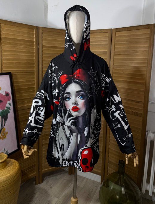 Sweat fin à capuche long noir Blanche-Neige in Love du 40 au 52/54 