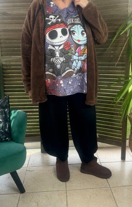 Top suédine effet jeans délavé Skeleton Lovers douceur +++ du 38 au 48