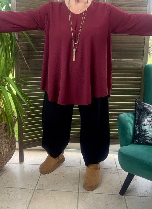 Top trapèze Bordeaux manches longues réglables du 42 au 52/54