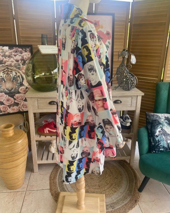 Chemise longue trapèze Portraits d'Audrey Hepburn du 38 au 46 (et même + si portée ouverte) 