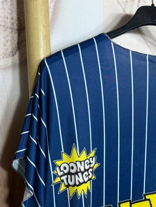 Robe mi-longue ample lycra marine rayée blanche Titi Looney Tunes du 42 au 54 