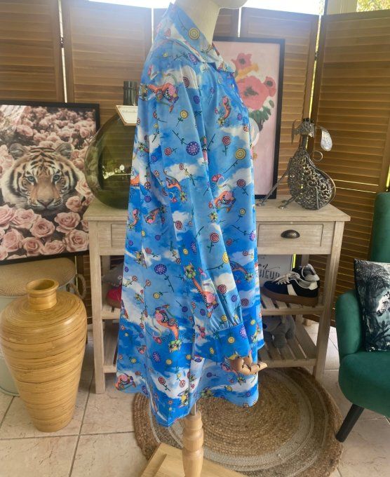 Chemise longue trapèze Les Chats Mosaïque du 38 au 46 (et même + si portée ouverte)