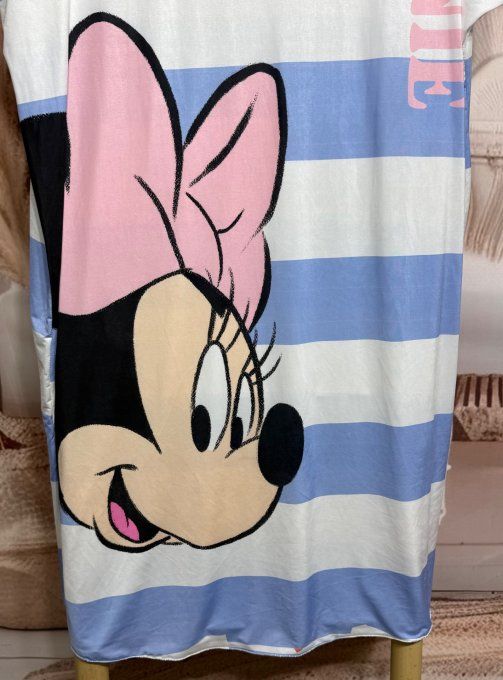Robe mi-longue ample lycra rayée ciel & blanc Minnie Mouse du 42 au 54 