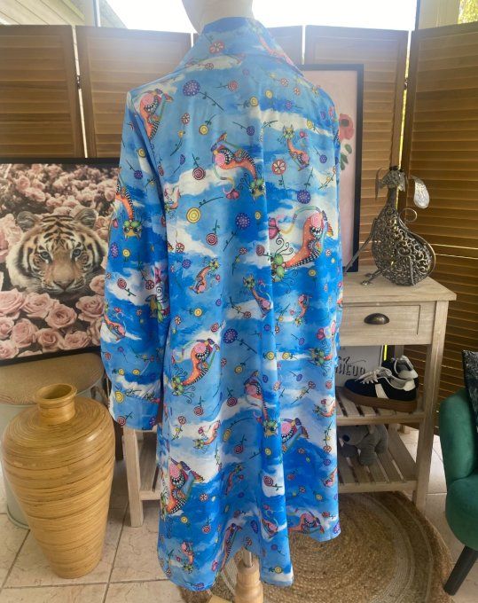 Chemise longue trapèze Les Chats Mosaïque du 38 au 46 (et même + si portée ouverte)