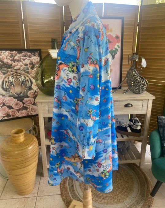 Chemise longue trapèze Les Chats Mosaïque du 38 au 46 (et même + si portée ouverte)