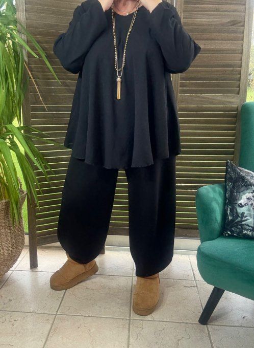 Top trapèze noir manches longues réglables du 42 au 52/54