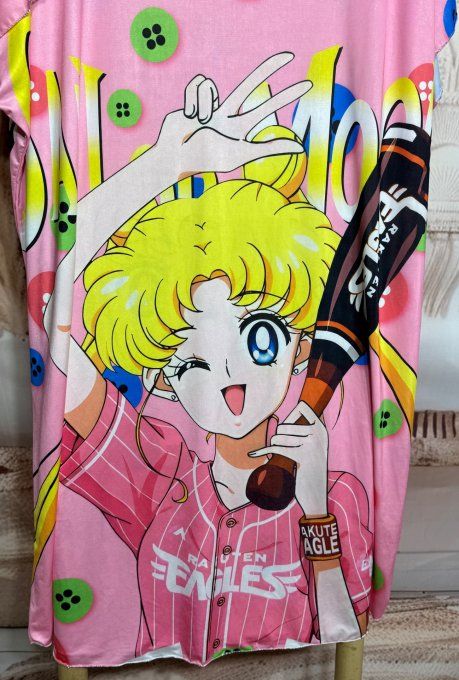 Robe mi-longue ample lycra Rose bonbon Manga Little Girl du 42 au 54 