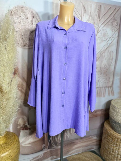 Chemise trapèze oversize Lilas Violine confort ++++ du 42 au 52 et même +