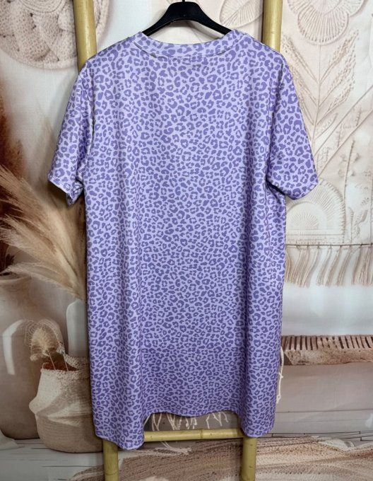 Robe-sweat ample Léopard Lilas parme & Violet foncé bandes côtés du 40 au 52 