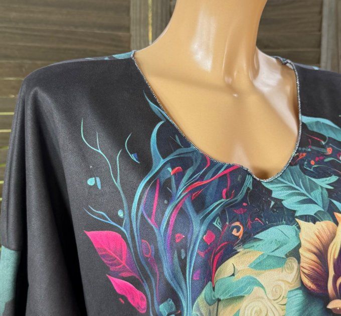 Top suédine noire Mexican Skulls Calavera douceur +++ du 38 au 48