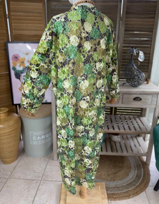 Kimono en dentelle multicolore camaïeu de verts étoiles Skulls du 34 au 48 et même + 