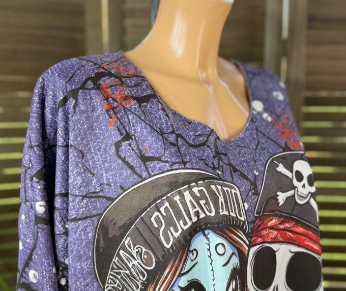 Top suédine effet jeans délavé Skeleton Lovers douceur +++ du 38 au 48