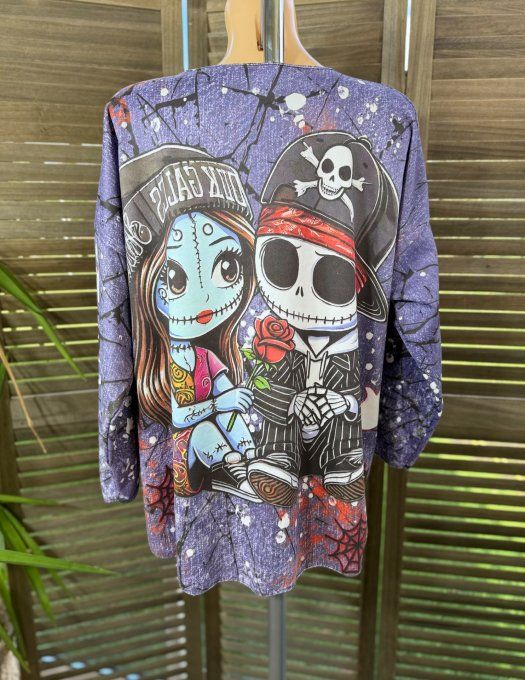 Top suédine effet jeans délavé Skeleton Lovers douceur +++ du 38 au 48