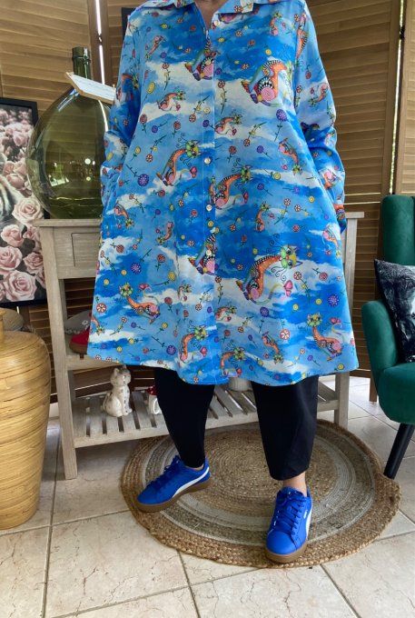 Chemise longue trapèze Les Chats Mosaïque du 38 au 46 (et même + si portée ouverte)