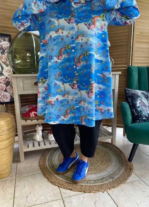 Chemise longue trapèze Les Chats Mosaïque du 38 au 46 (et même + si portée ouverte)