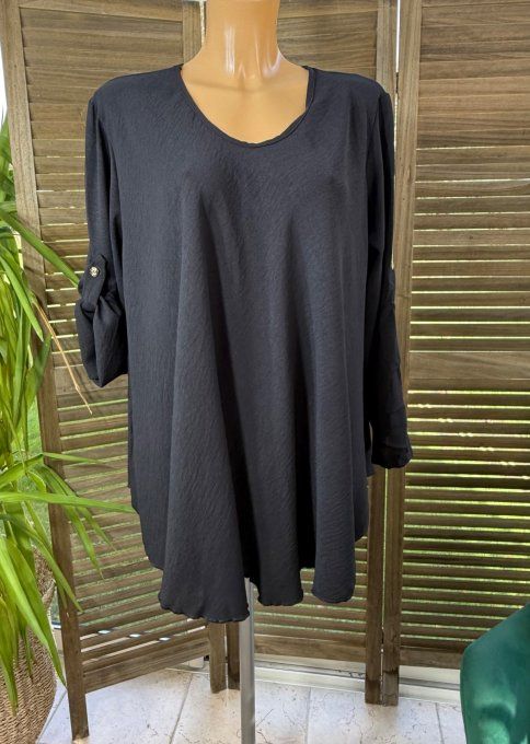 Top trapèze noir manches longues réglables du 42 au 52/54