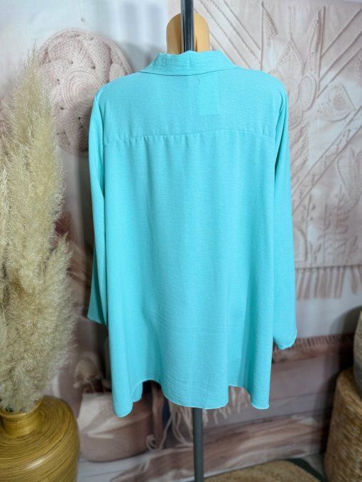 Chemise trapèze oversize Vert d'eau confort ++++ du 42 au 52 et même +