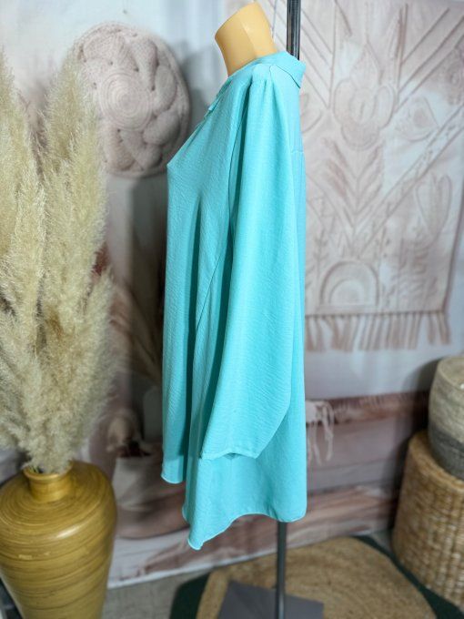 Chemise trapèze oversize Vert d'eau confort ++++ du 42 au 52 et même +