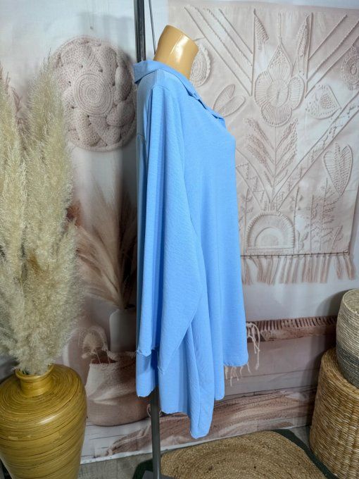 Chemise trapèze oversize Bleu clair confort ++++ du 42 au 52 et même +