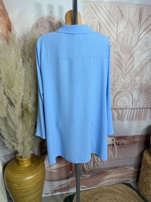 Chemise trapèze oversize Bleu clair confort ++++ du 42 au 52 et même +