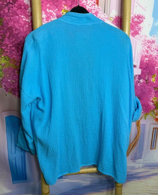 Veste légère en gaze de coton turquoise douceur +++ du 40 au 48/50  