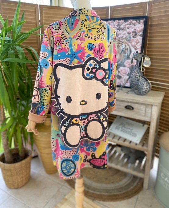 Veste longue suédine multicolore In Love with Hello Kitty du 36 au 46 et même + 