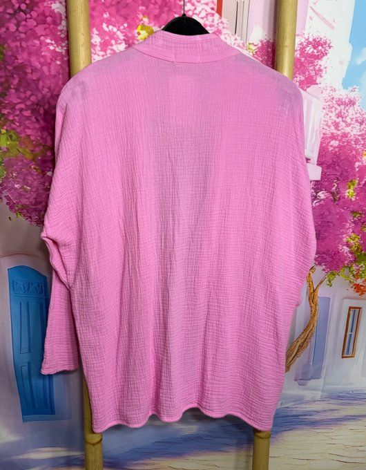 Veste légère en gaze de coton rose bonbon douceur +++ du 40 au 48/50