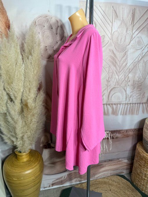 Chemise trapèze oversize Fuschia confort ++++ du 42 au 52 et même + 