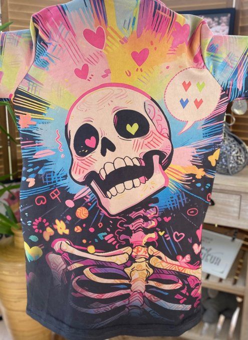 Veste longue suédine multicolore Mexican Skulls Rainbow du 36 au 46 et même + 