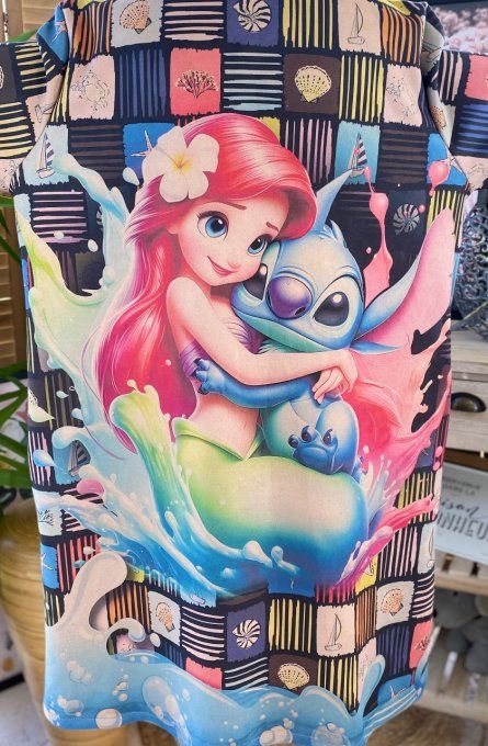 Veste longue suédine carreaux multicolores Ariel & Stitch du 36 au 46 et même + 
