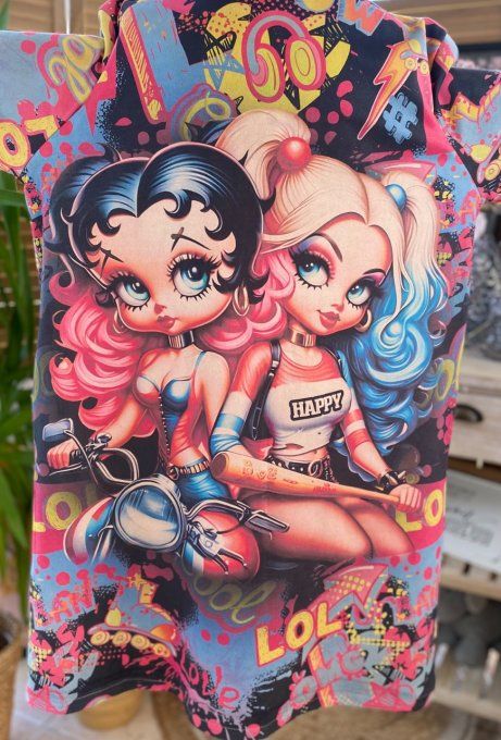 Veste longue suédine multicolore Gothic Betty Boop & friends du 36 au 46 et même + 