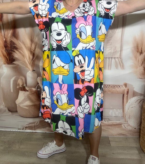 Robe mi-longue ample lycra Mickey Mouse et ses amis Disney du 42 au 54 