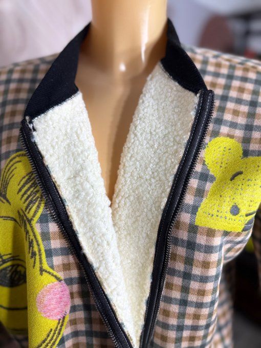 Blouson Teddy carreaux Tartan tout doublé sherpa Winnie l'Ourson  du 38 au 50 et même +