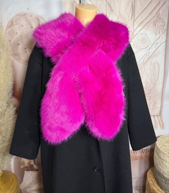 Echarpe fausse fourrure Fuschia toute doublée et ajustable douceur ++++ TOUTES TAILLES 