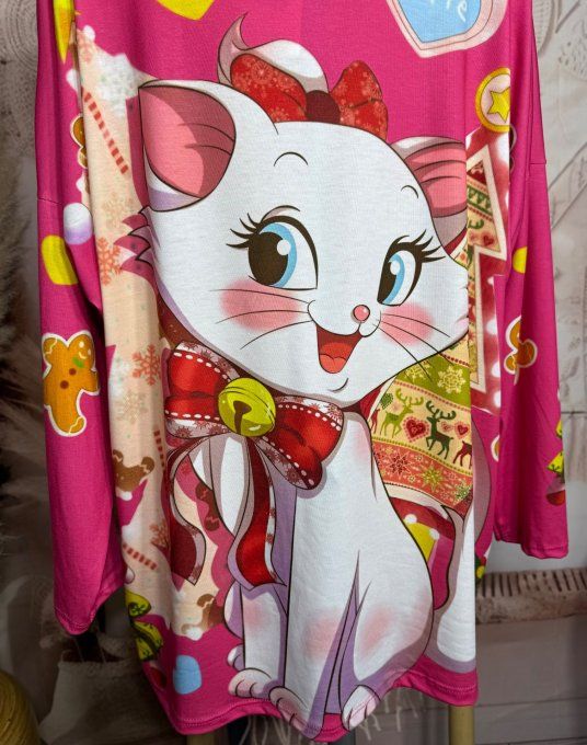 Top ample col bénitier fuschia Marie Les Aristochats Christmas Tree du 42 au 54/56  