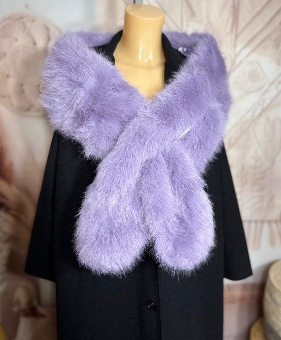 Echarpe fausse fourrure Lilas toute doublée et ajustable douceur ++++ TOUTES TAILLES