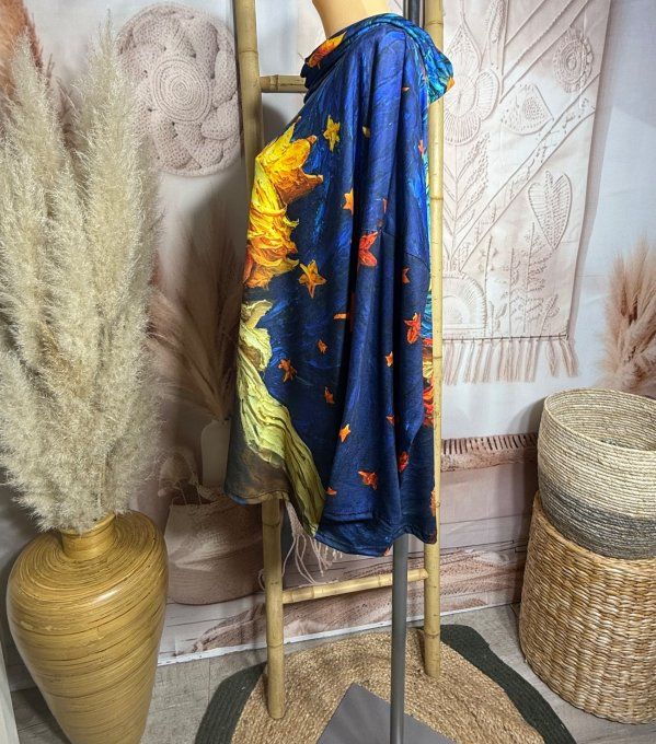 Top ample col bénitier Le Petit Prince façon La Nuit étoilée de Van Gogh du 42 au 54/56  