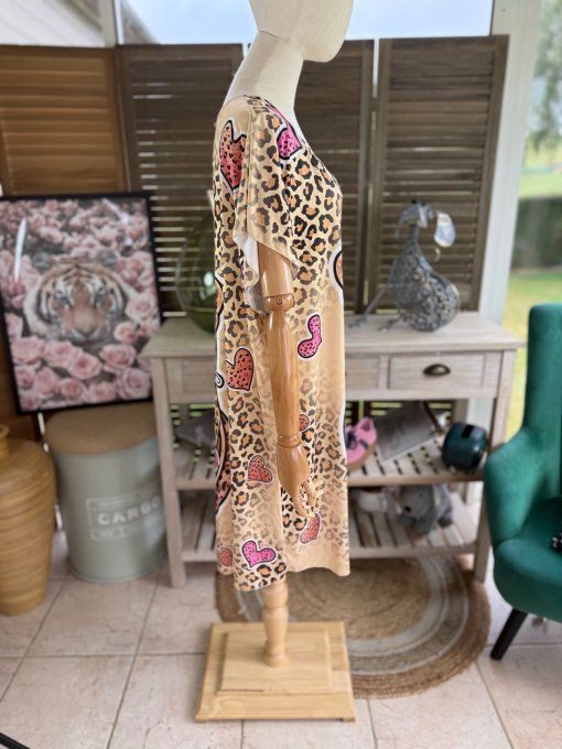 Robe courte ou tunique longue Le Léopard aux Coeurs du 42 au 52  