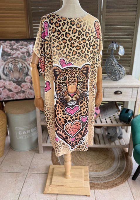 Robe courte ou tunique longue Le Léopard aux Coeurs du 42 au 52  