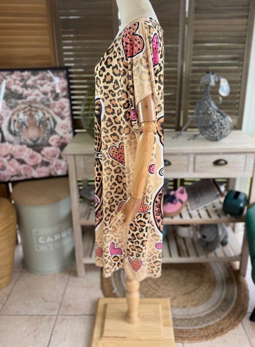 Robe courte ou tunique longue Le Léopard aux Coeurs du 42 au 52  