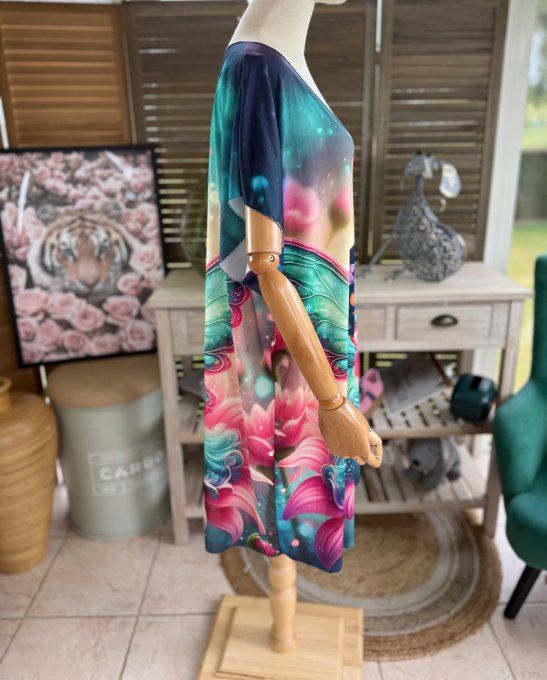 Robe courte ou tunique longue multicolore Betty Boop Butterfly du 42 au 52