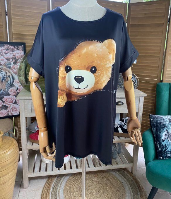 Top ample noir Teddy Bear Ourson malicieux du 38 au 50  