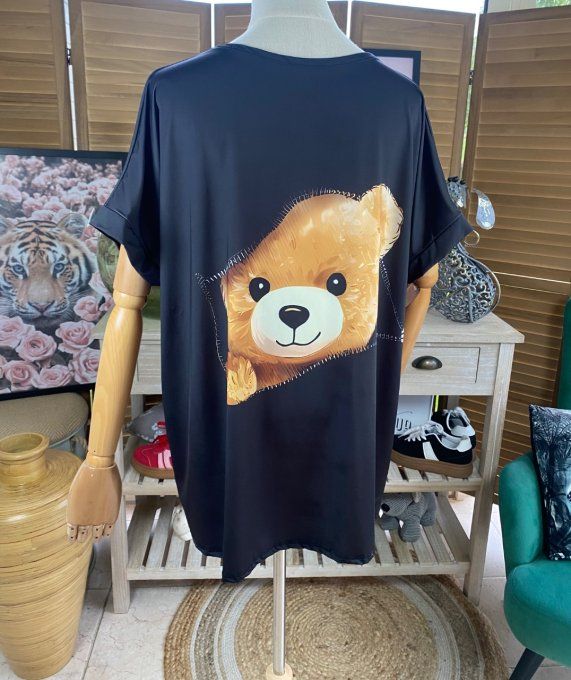 Top ample noir Teddy Bear Ourson malicieux du 38 au 50  