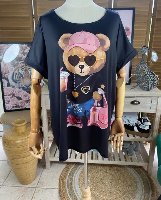 Top ample noir Teddy Bear Ourson Fashion Victim du 38 au 50 