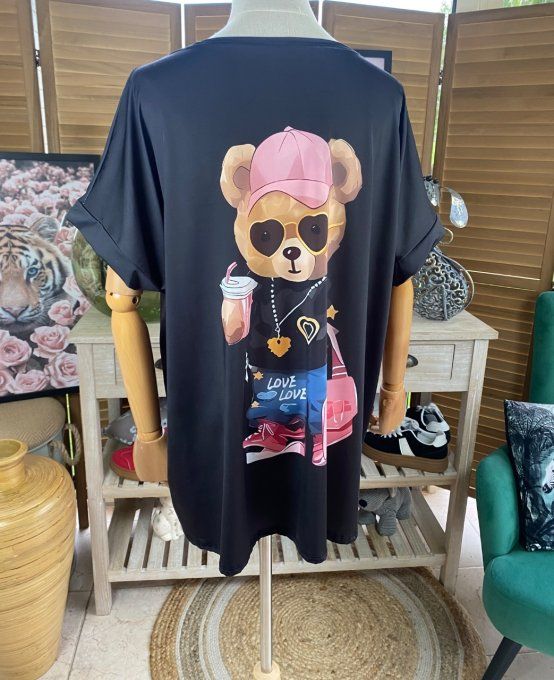 Top ample noir Teddy Bear Ourson Fashion Victim du 38 au 50 