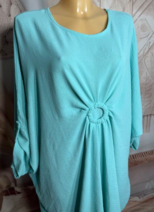 Robe papillon oversize drapée vert d'eau manches réglables du 40 au 52 