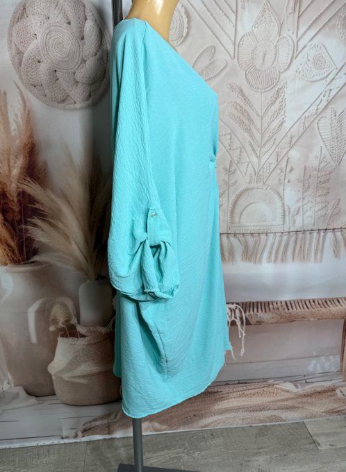 Robe papillon oversize drapée vert d'eau manches réglables du 40 au 52 